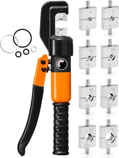 Hydraulic crimping pliers for cable lugs RENEW FORCE 4–70 mm² with 9 dies