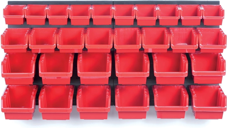 Viseči panel s 30 škatlami za orodje 800 × 165 × 400 mm