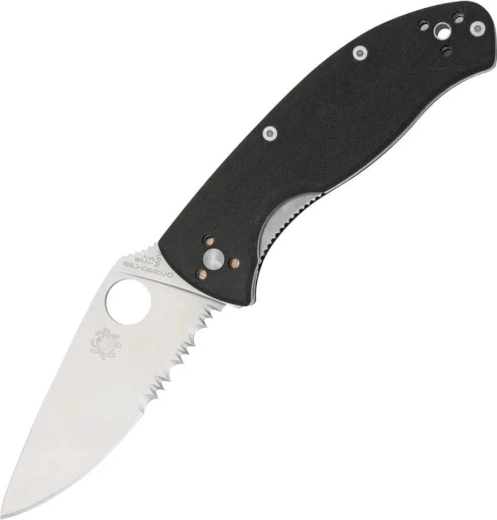 Spyderco Tenacious Combo Edge žepni nož 8,3 cm, saten, črn, G10