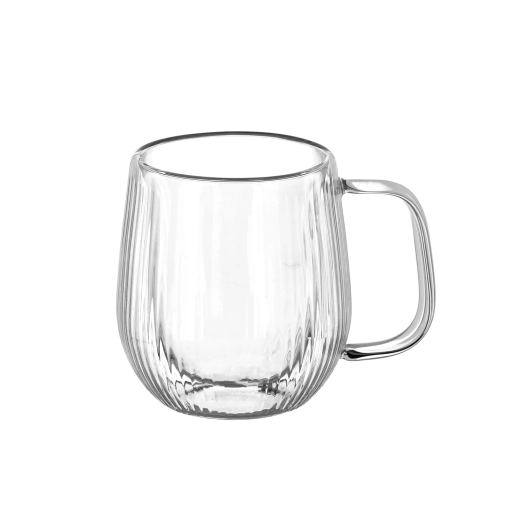 Komplet 2 kozarcev Stripe z dvojno steno in ročajem 230 ml
