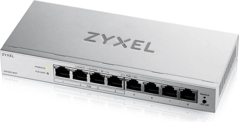 Zyxel GS1200-8HPv3 – 8‑portno gigabitno PoE stikalo z upravljanjem prek spleta