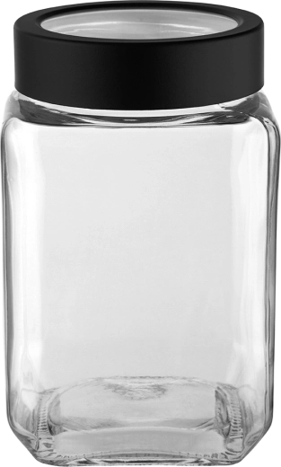 Altom Design steklen kvadraten kozarec s pokrovom 700 ml, črn