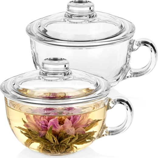 Steklene skodelice s pokrovom 520 ml – komplet 2 kos