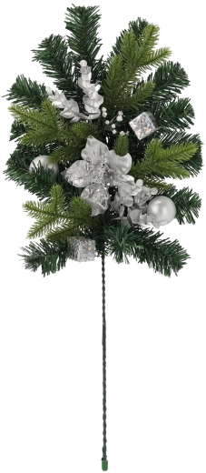 Srebrna božična dekorativna vejica 60 cm