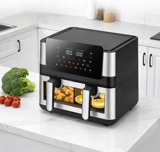 Cvrtnik na vroč zrak (air fryer) z dvema košarama 8 l (4+4 l) 2000 W, 12 programov