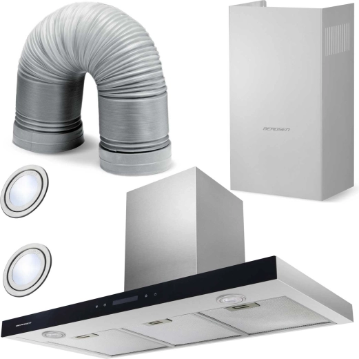 Chimney kitchen cooker hood Berdsen 90 cm inox BE-90S