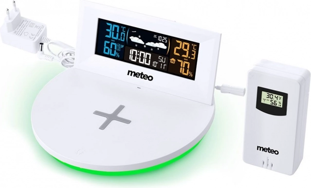 Digitalna vremenska postaja z hitro brezžično polnilno postajo Meteo