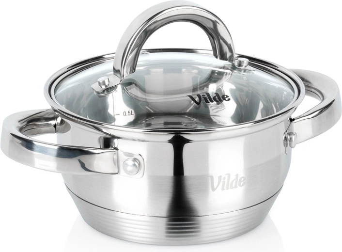 Nerjavno jeklen lonček s steklenim pokrovom INOXCELLENT 14 cm, 1 l