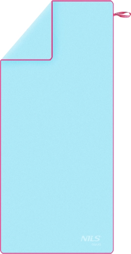 Hitrosušeča mikrovlaknena brisa NILS aqua, svetlo modra/rožnata, 200 × 90 cm