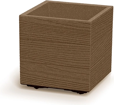 Cvetlični lonec Madera Square Eco Wood 29 cm – kvadratni plastični lonec z lesnim dekorjem