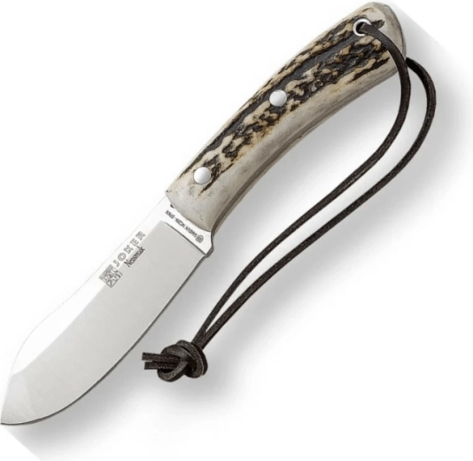 Joker Nessmuk bushcraft lovski nož, 11 cm, jelenov rog, usnjena nožnica