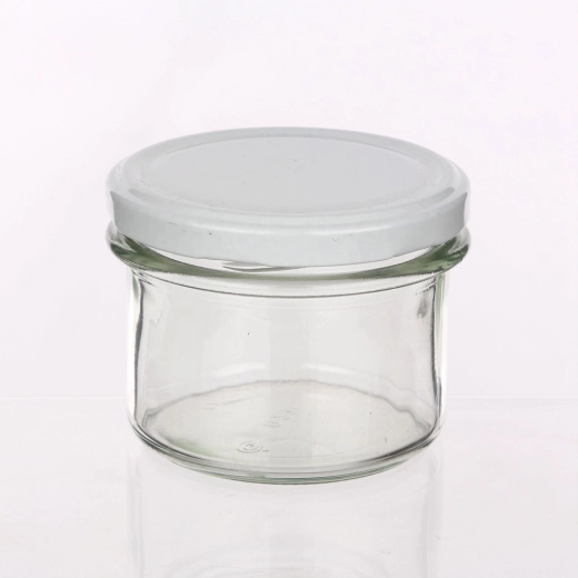Komplet 6 kozarcev 235 ml z belimi pokrovčki fi 82