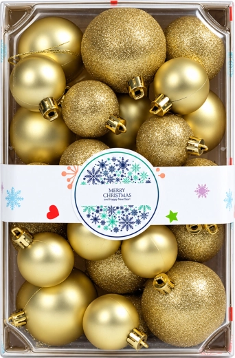 Christmas Shatterproof Tree Ornaments, Set of 26 Pieces