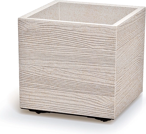 Cvetlični lonec Madera Square Eco Wood 38,5 cm – bel