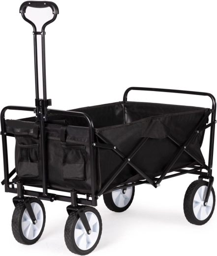 Foldable large garden and beach transport cart black - 1 piece