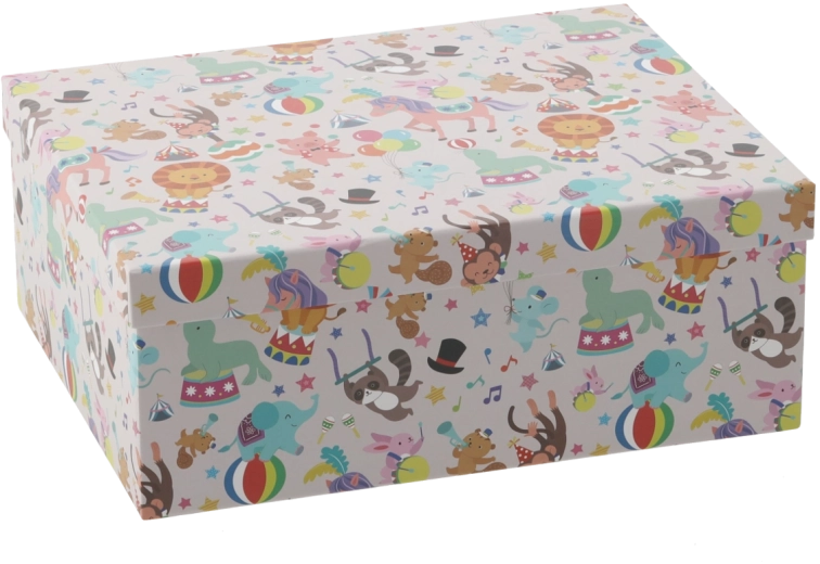 Darilna škatla z motivom pisanih živali 33,4 × 26,6 × 12,9 cm - 1 kos