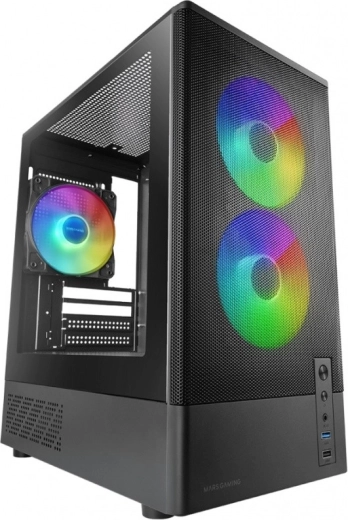 Mars Gaming MC-ONYX črno microATX ohišje s 3× ARGB ventilatorji