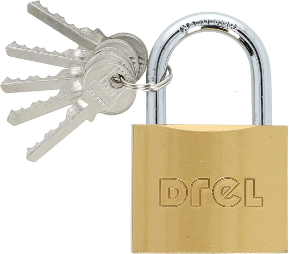 Viseča ključavnica iz medenine 60 mm, 5 ključev