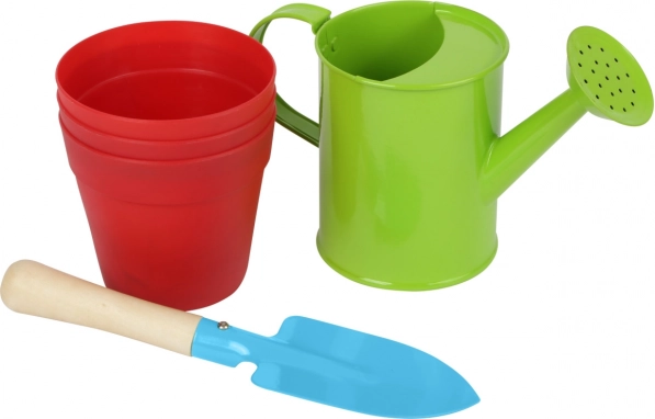 small foot otroški vrtnarski komplet s kanglico, lopatko in lončki za rože