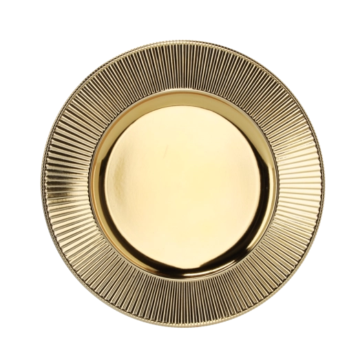 Round charger plate with gold stripes - 1 piece