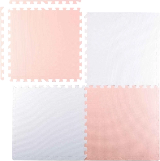 Ricokids penasta puzzle podloga 60 × 60 cm, 4 kos (belo-breskvasta)