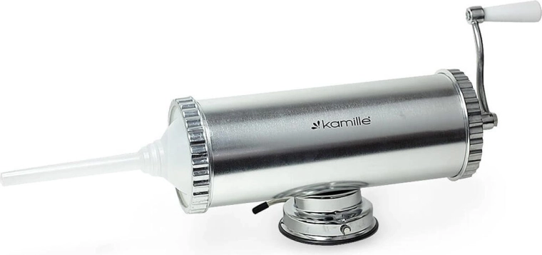 Ročna polnilka za jetrnice in klobase iz aluminija s priseskom in 3 nastavki