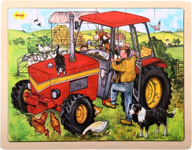 Lesene puzzle traktor 24 kosov BIGJIGS TOYS