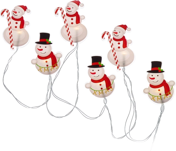 Solight LED window string lights, snowmen 120 cm, 6× LED, battery-powered