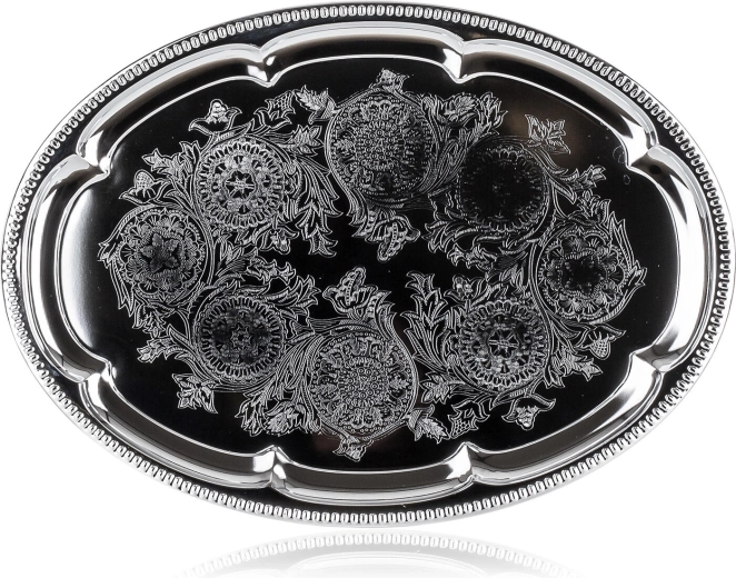 Ovalni servirni pladenj AKCENT 40,5 × 29 cm krom