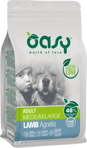 Oasy One Animal Protein Adult Medium/Large jagnjetina 12 kg – briketi za pse