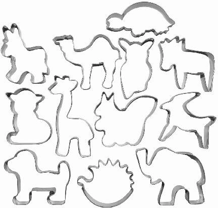 Set nerjavnih modelčkov za piškote – živalice, 12 kos