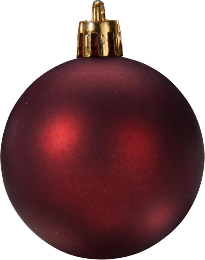 Christmas bauble ornaments in burgundy shades, 24 pcs