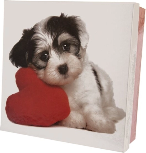 Darilna papirnata škatlica z motivom DOG bela/rdeča 14 × 14 × 6 cm