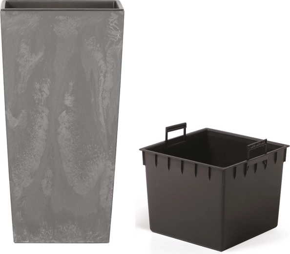 Cvetlični lonec Urbi Square Beton Effect z vložkom 32,5 × 32,5 × 61 cm marengo