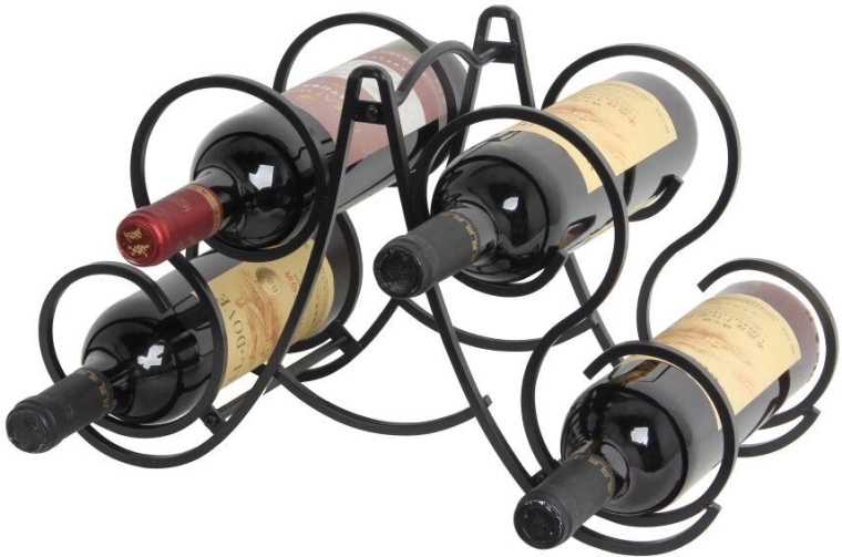 Stojalo za 4 steklenice vina, mat črno