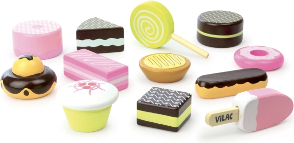 Komplet lesenih slaščic VILAC, 12 kosov