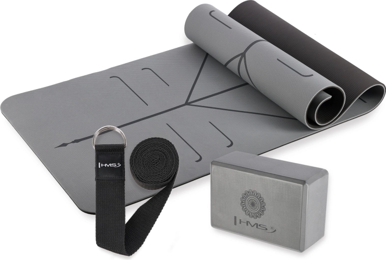 Siva joga set HMS – podloga, blok in trak