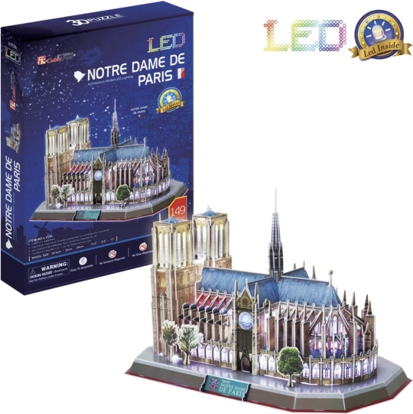 Svetleče 3D puzzle Katedrala Notre-Dame 149 kosov