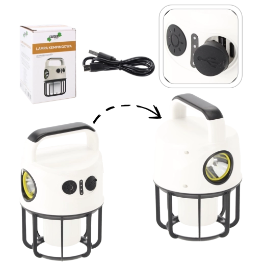 Akumulatorska kamp LED svetilka s powerbanko in reflektorjem