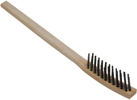 Radiatorska krtača s 3 vrstami iz medeninaste žice, lesen ročaj