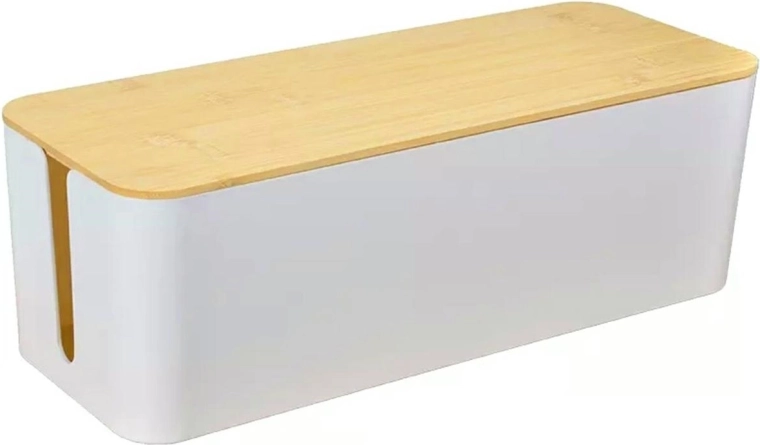 Organizator kablov z belim in rjavim dizajnom