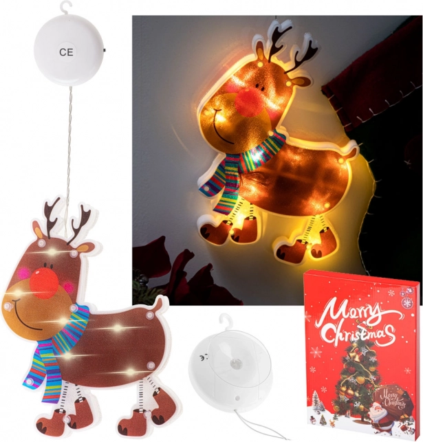 Viseča LED dekoracija za okno – jelenček s priseskom