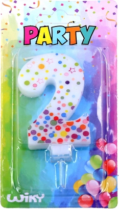 Zabavna svečka številka 2 s pikami