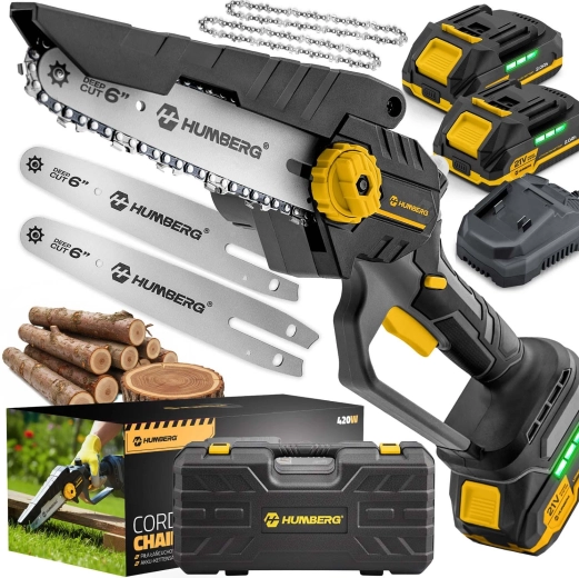 Akumulatorska mini verižna žaga Humberg 6" brezkrtačna 21 V