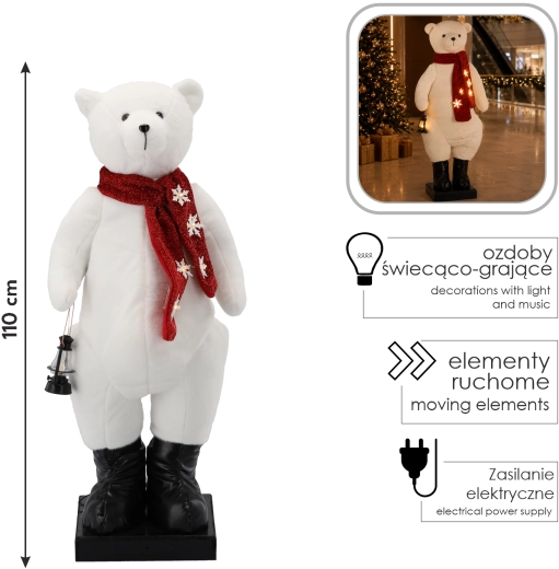 Christmas LED Polar Bear with Melody and Movement, 110 cm