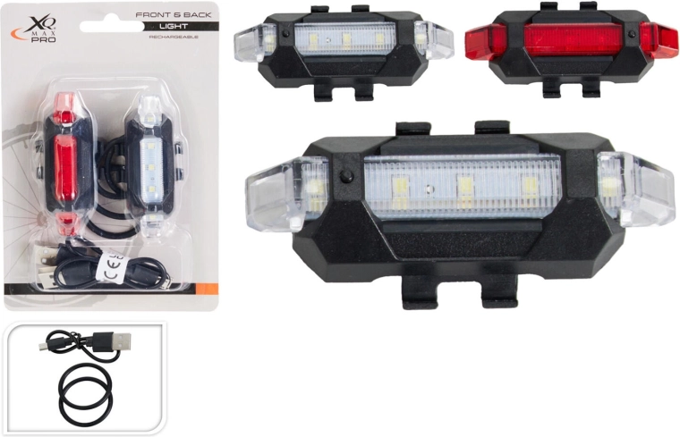 USB komplet kolesarskih luči – sprednja bela in zadnja rdeča