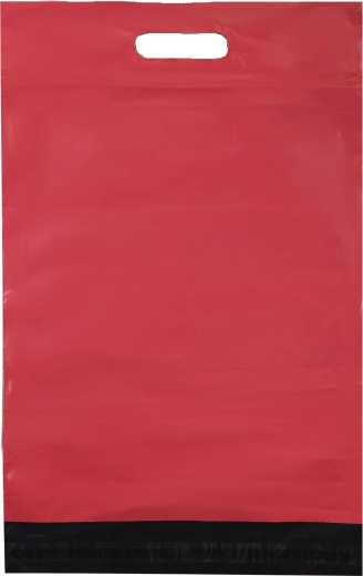 Rdeče kurirske plastične ovojnice z ročajem 400 × 500 + 70 mm, 50 kosov, potisk Thank You