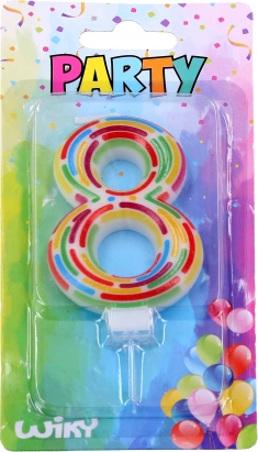 Praznična svečka za torto številka 8 s stojalom