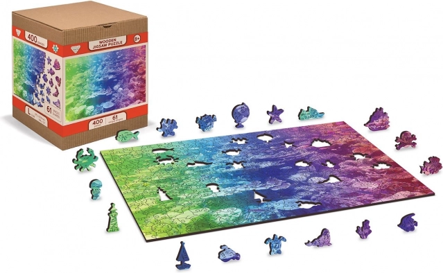 Lesene obojestranske puzzle Koralni greben 2v1, 100 koščkov