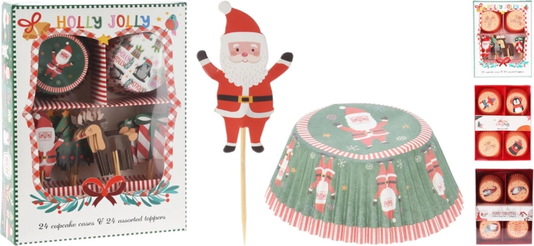 Božični komplet za peko mafinov, 48 delov